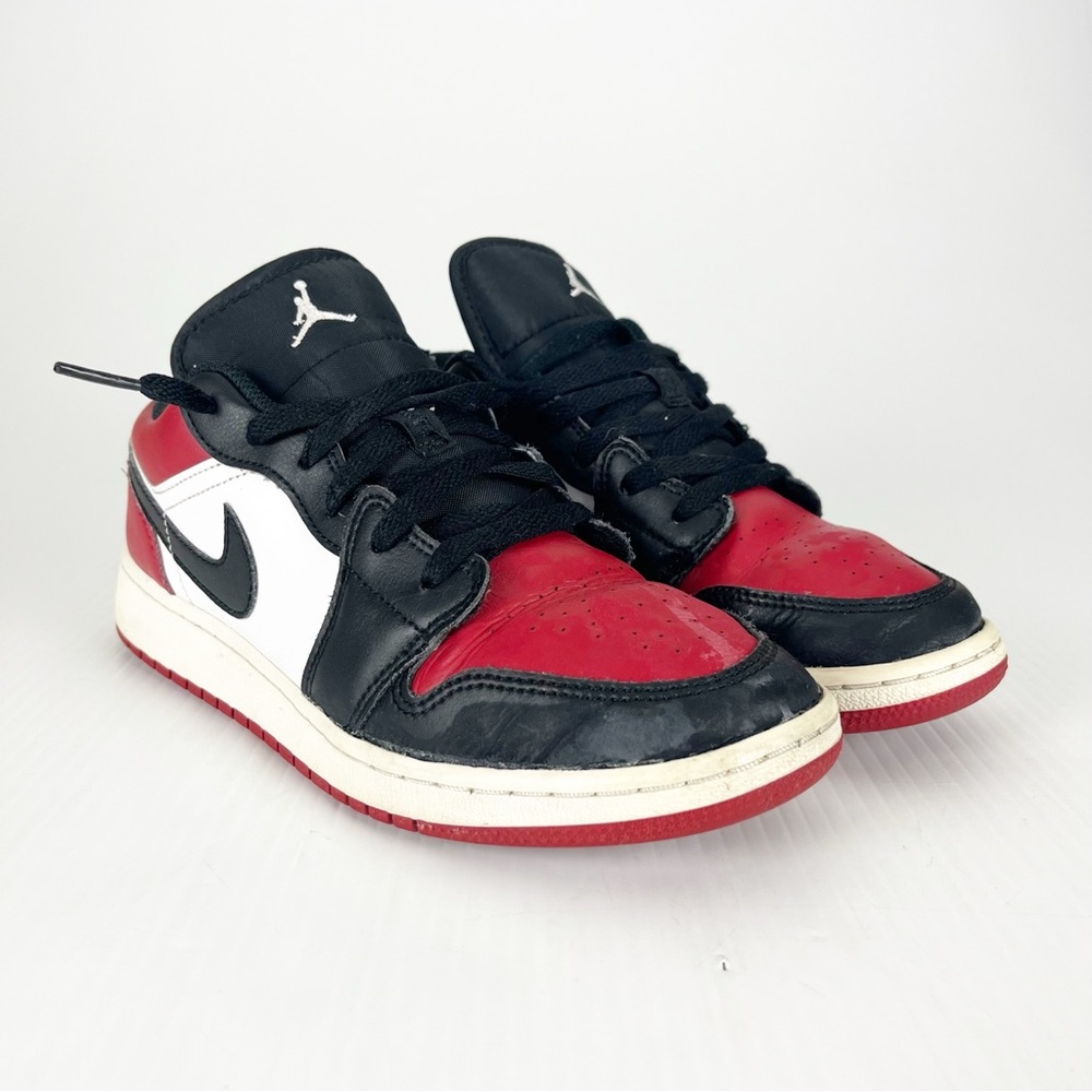 Nike Air Jordan 1 Low Bred Toe Black Red Athletic Sneakers Shoes Youth